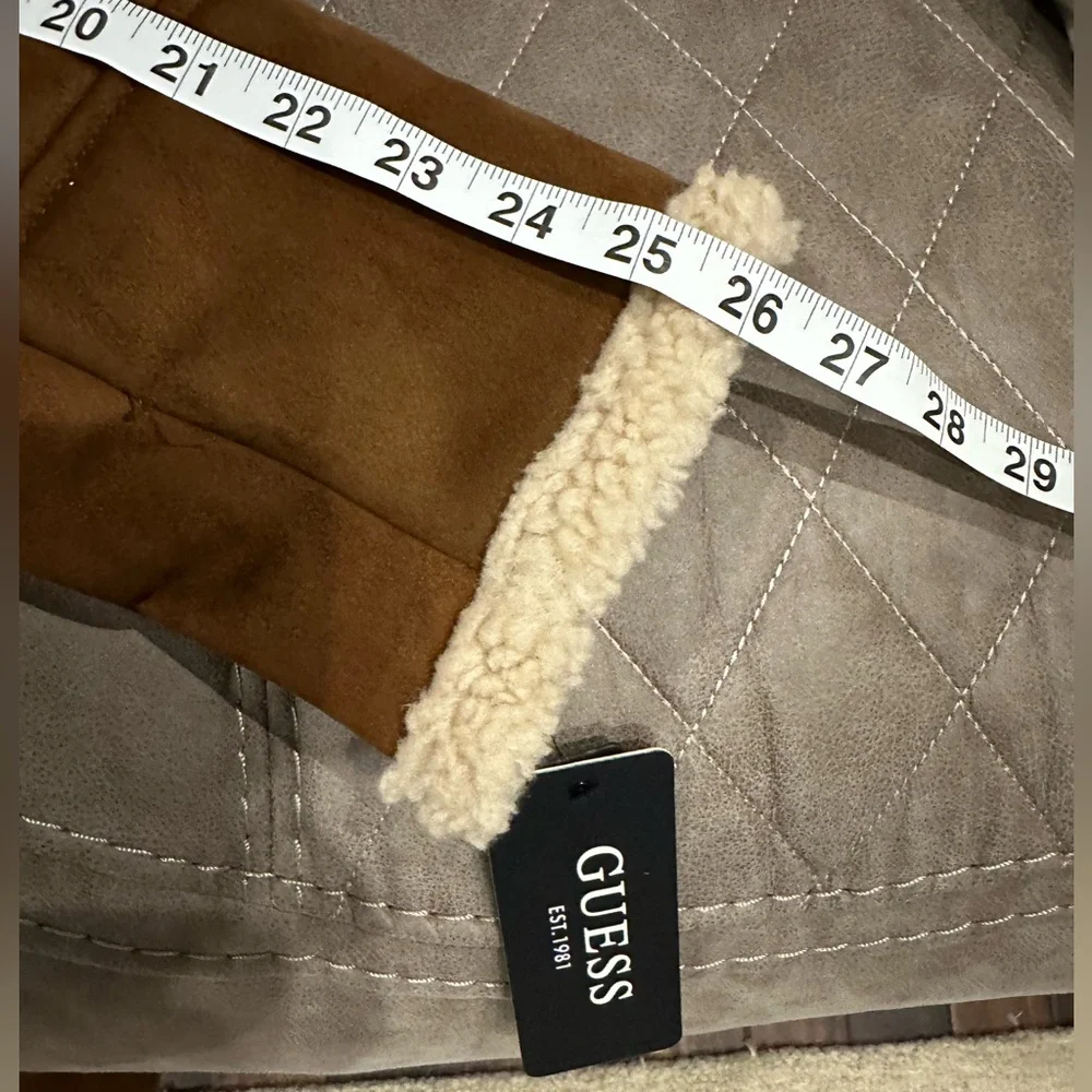 Guess Faux Fur Shearling Double Breasted Overcoat size Medium Mew with tags